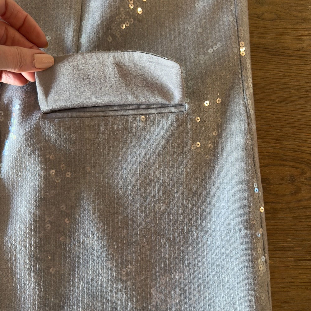 Good American Sequin Oversized Blazer-Heather Grey Color-Size Small RRP $329 - Picture 14 of 16